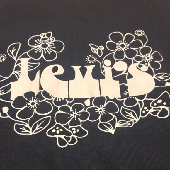 Vintage Levis Sweater Womens Small Black Cropped Logo Pullover Ladies Size M - Picture 3 of 8